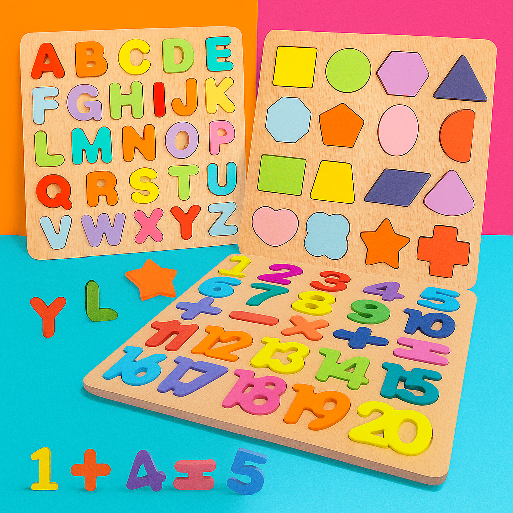 Wooden English Letters - English Counting Alphabets - Baby Learning - Kids Learning Toys Pack of (3)