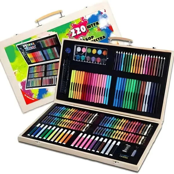 220 Pcs Colors Kit For Kids With Wooden Box