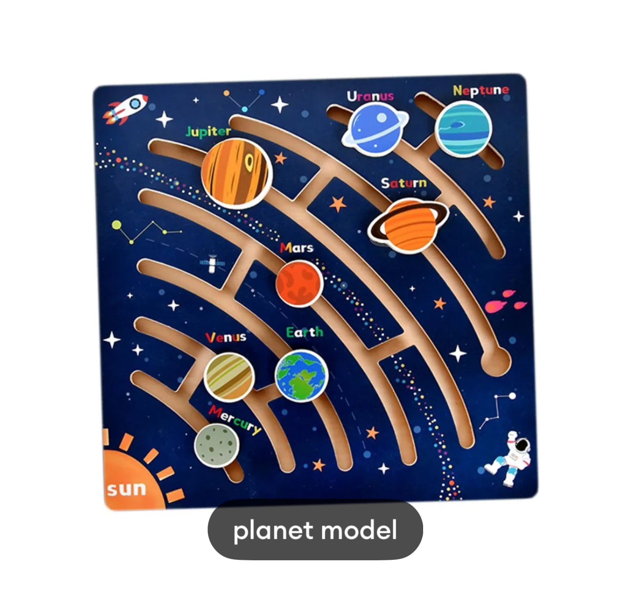 Wooden Maze Toys Fine Motor Planet Puzzle Toy for Preschool Boys Girls