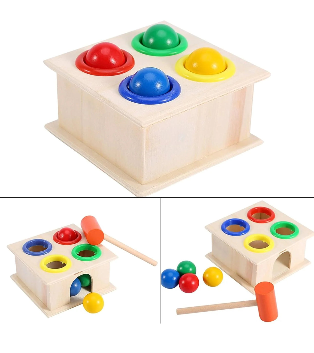 Wooden Hammer Pound The Ball Knock Game