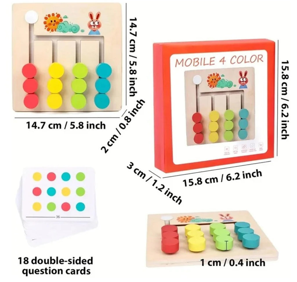 Wooden Mobile 4 Colors Matching Game With Flash Cards