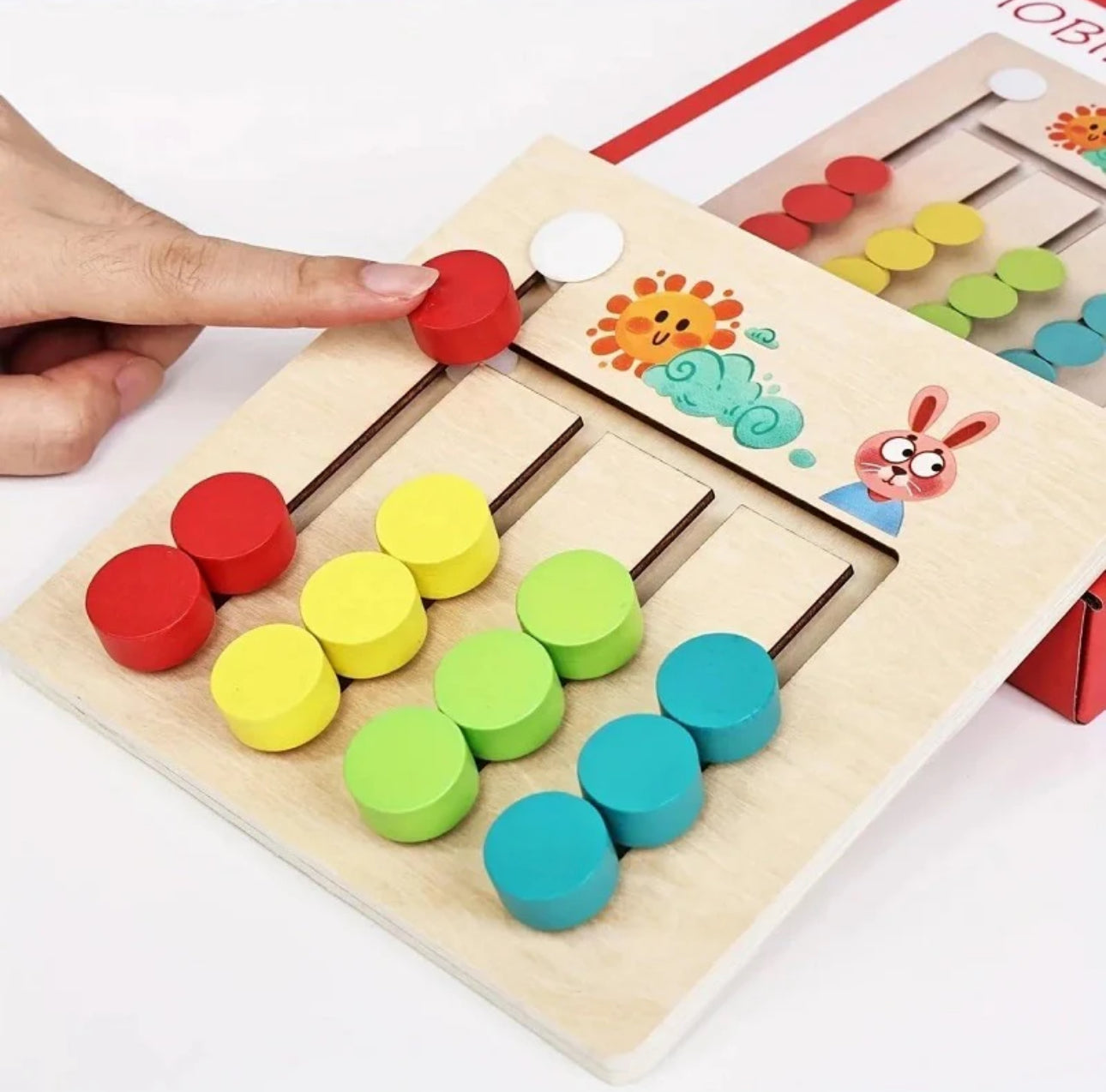 Wooden Mobile 4 Colors Matching Game With Flash Cards