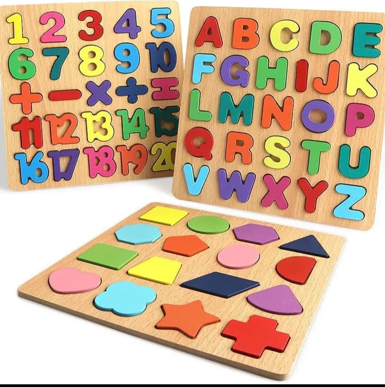 Wooden English Letters - English Counting Alphabets - Baby Learning - Kids Learning Toys Pack of (3)