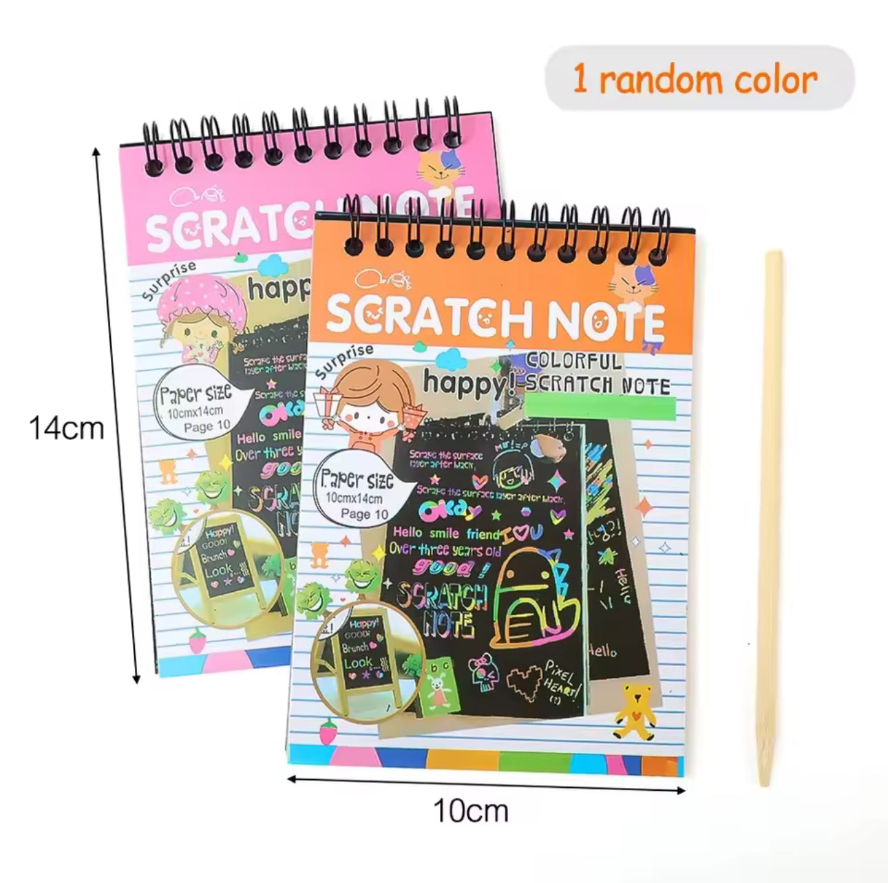 Small SCRATCH NOTE PAD Scratch book with wooden stick notepad size 14cmx10cm