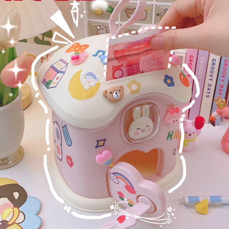 DIY Money Banking Toys Piggy Bank Kids Creative Money Saving Pot Coin Banks Coin Box With Lock Key Christmas Gift Toy for Girl