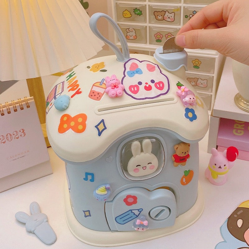 DIY Money Banking Toys Piggy Bank Kids Creative Money Saving Pot Coin Banks Coin Box With Lock Key Christmas Gift Toy for Girl