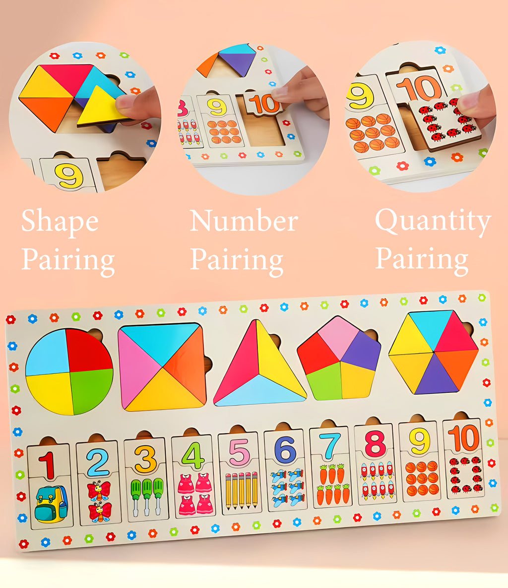 Number board for kids with colourful Shapes, Colours and Fraction Learning