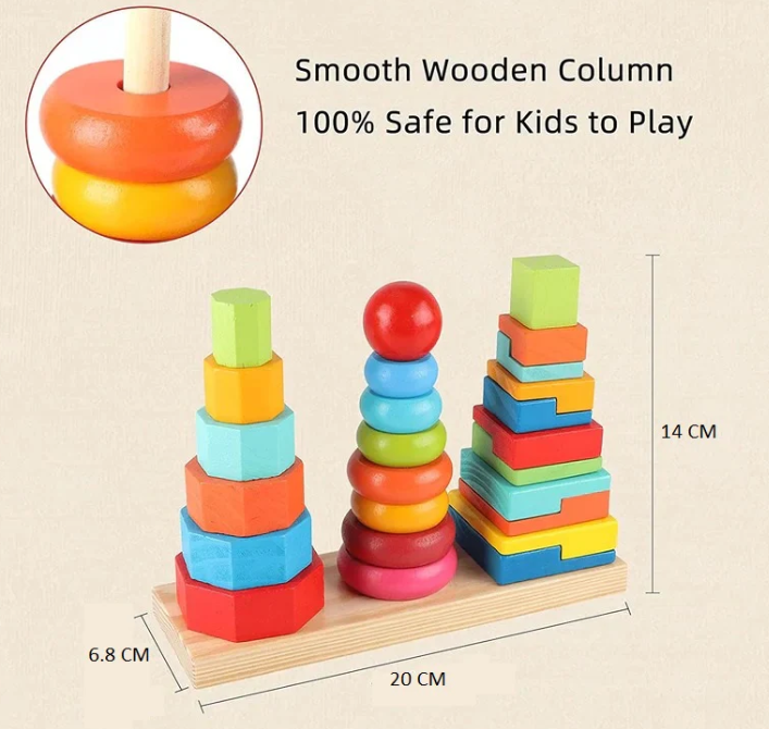 Wooden Rainbow Tower - Three Column
