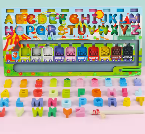 Kids Montessori Educational Wooden Math Toys Children Busy Board Count Shape Colors Match Fishing Puzzle Learning Toys Gifts