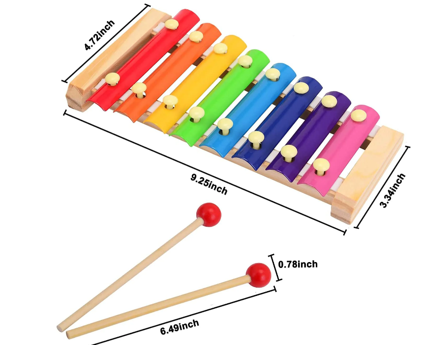 Kids Wooden Multi-Color Xylophone Musical Toy With 8 Note 2 Sticks