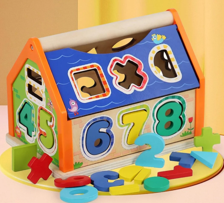 Wooden Digital Number & Shapes Smart Big House