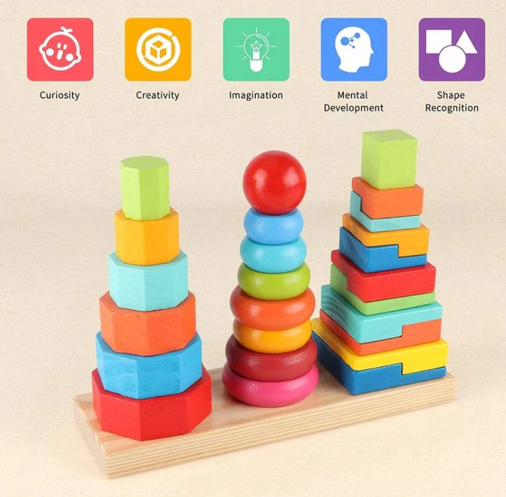 Wooden Rainbow Tower - Three Column